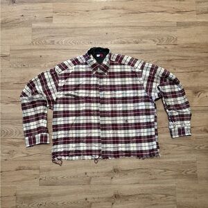 Tommy Hilfiger Men's Plaid Shirt - Burgundy and White